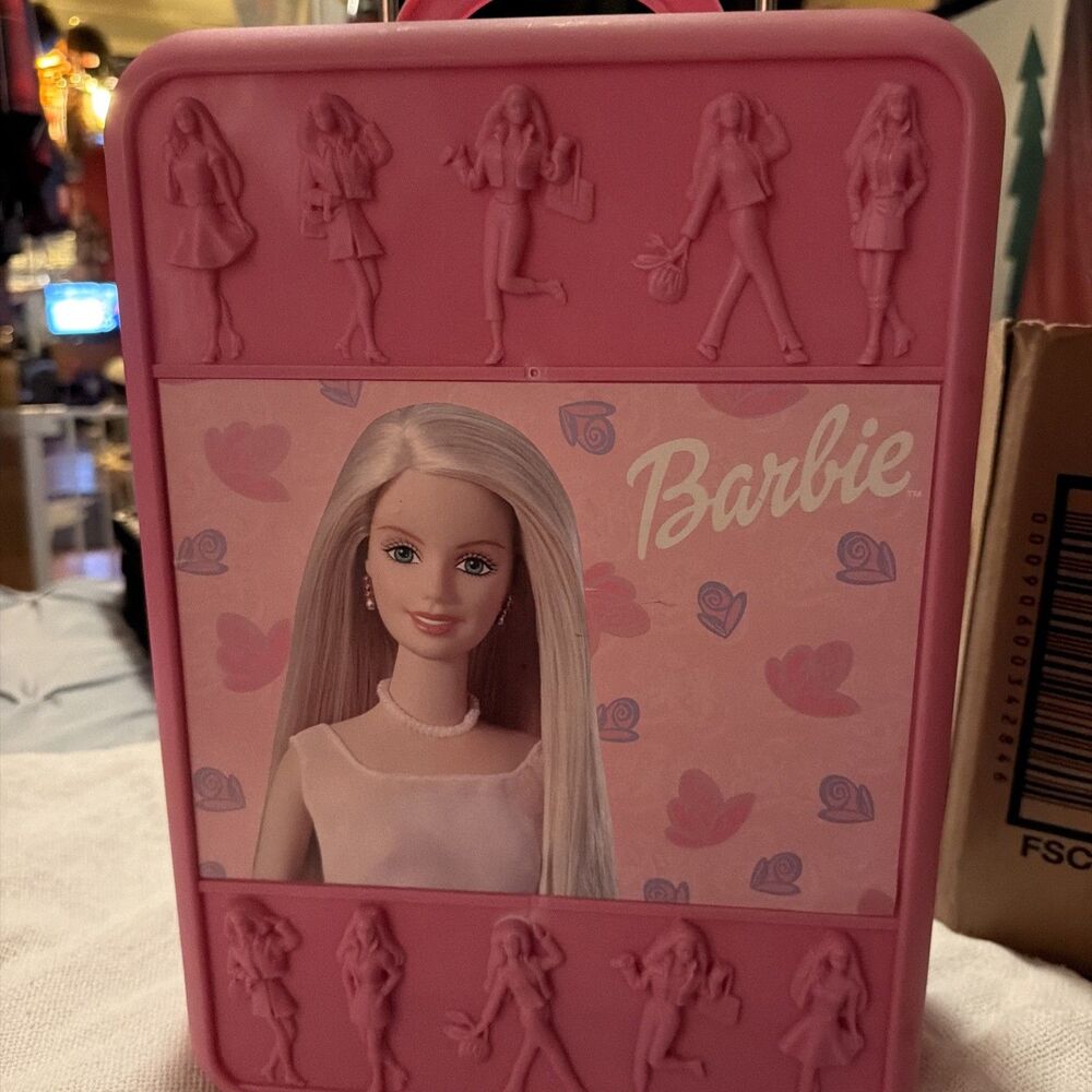 Vintage 1998 Barbie Take Along Doll Carrier Trunk w/Pop-Up Handle Rolling Wheels